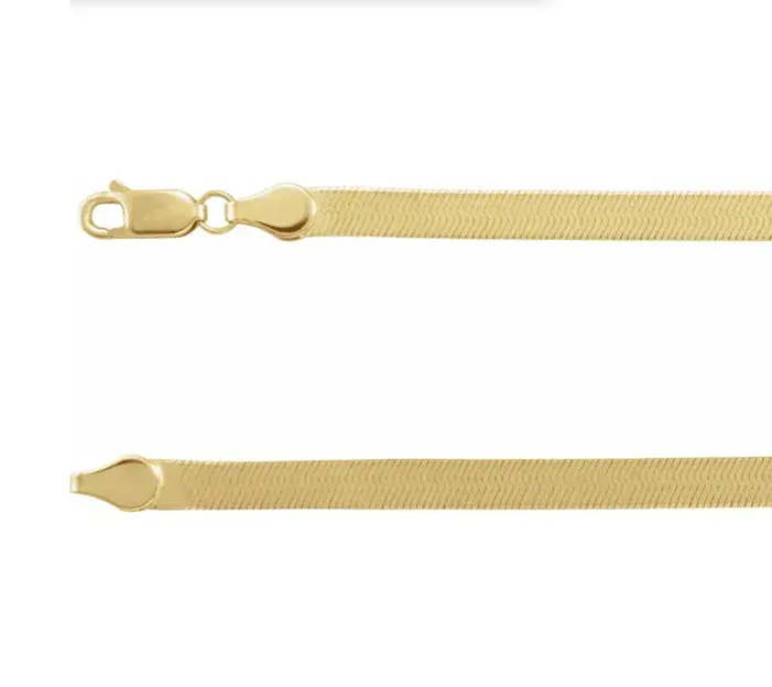 THICK FLEXIBLE HERRINGBONE CHAIN | 14K GOLD