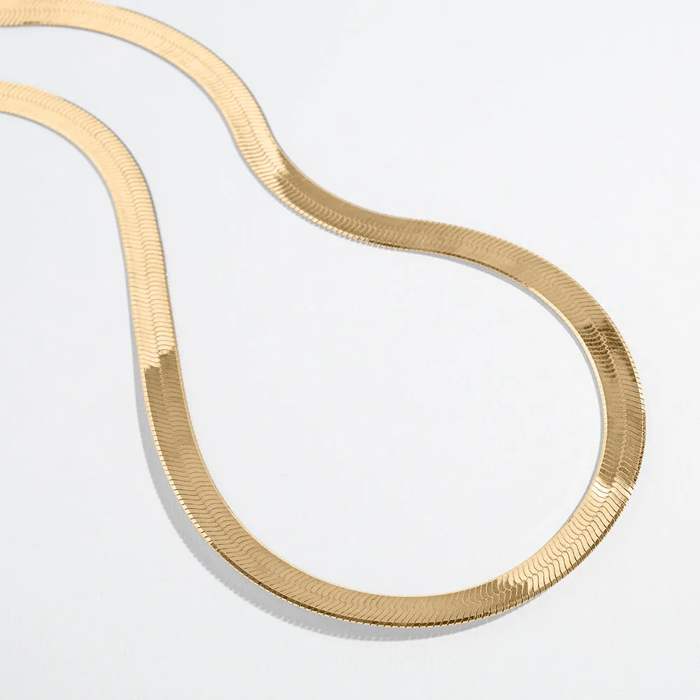 THICK FLEXIBLE HERRINGBONE CHAIN | 14K GOLD