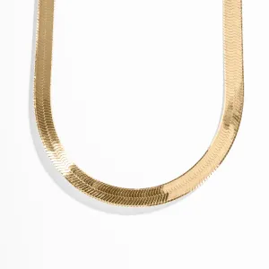 THICK FLEXIBLE HERRINGBONE CHAIN | 14K GOLD