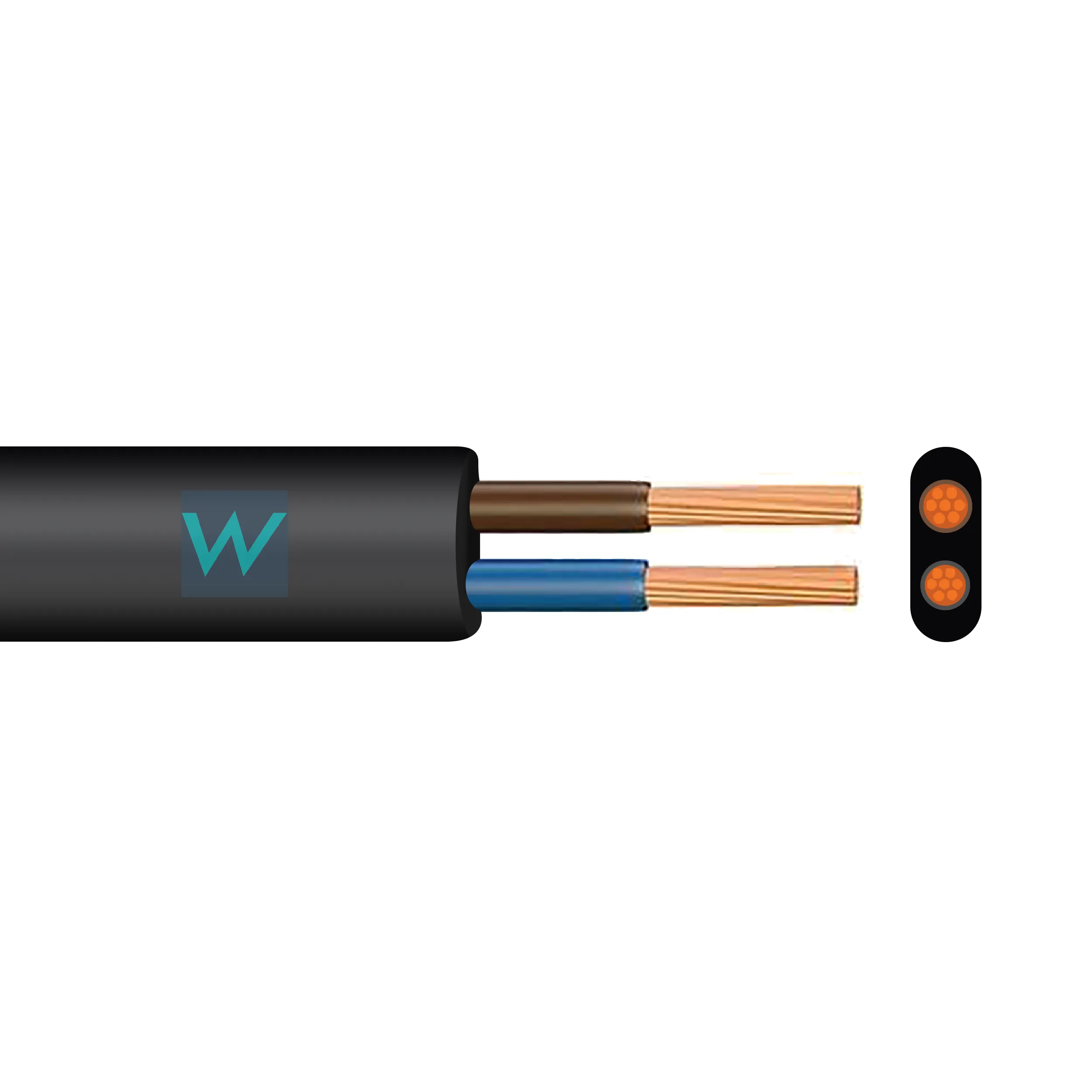 Time 2192Y 2 Core Flat Flexible 0.75mm Black Cable - 100M