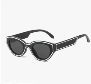 Toya So Chic Black and White Oval Sunglasses