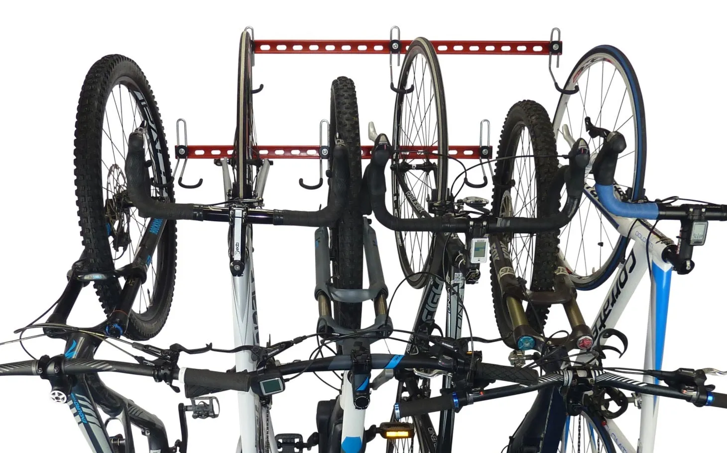 Vertical bike rack for up to 6 bikes. The Double Decker