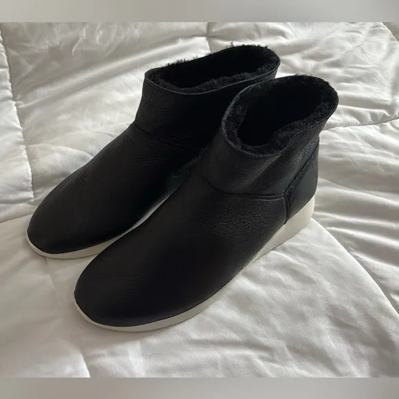 Vince Adora Black Sheep Shearling Leather Booties