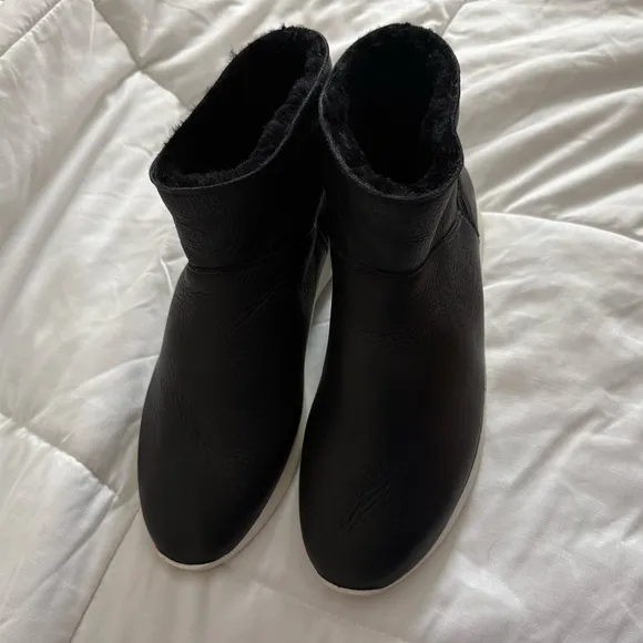 Vince Adora Black Sheep Shearling Leather Booties
