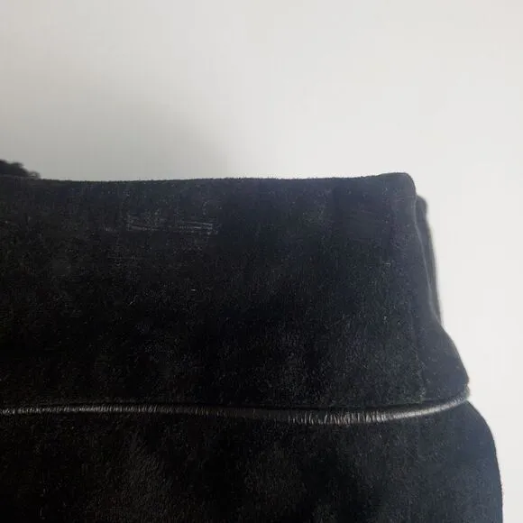 Vintage 2000s Loft Black Suede Midi Skirt, Size 4 Petite