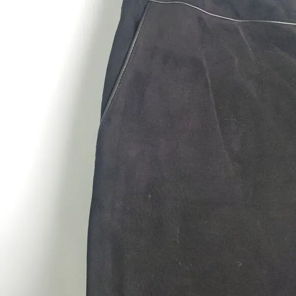 Vintage 2000s Loft Black Suede Midi Skirt, Size 4 Petite