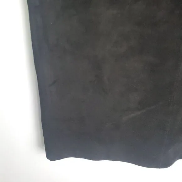 Vintage 2000s Loft Black Suede Midi Skirt, Size 4 Petite