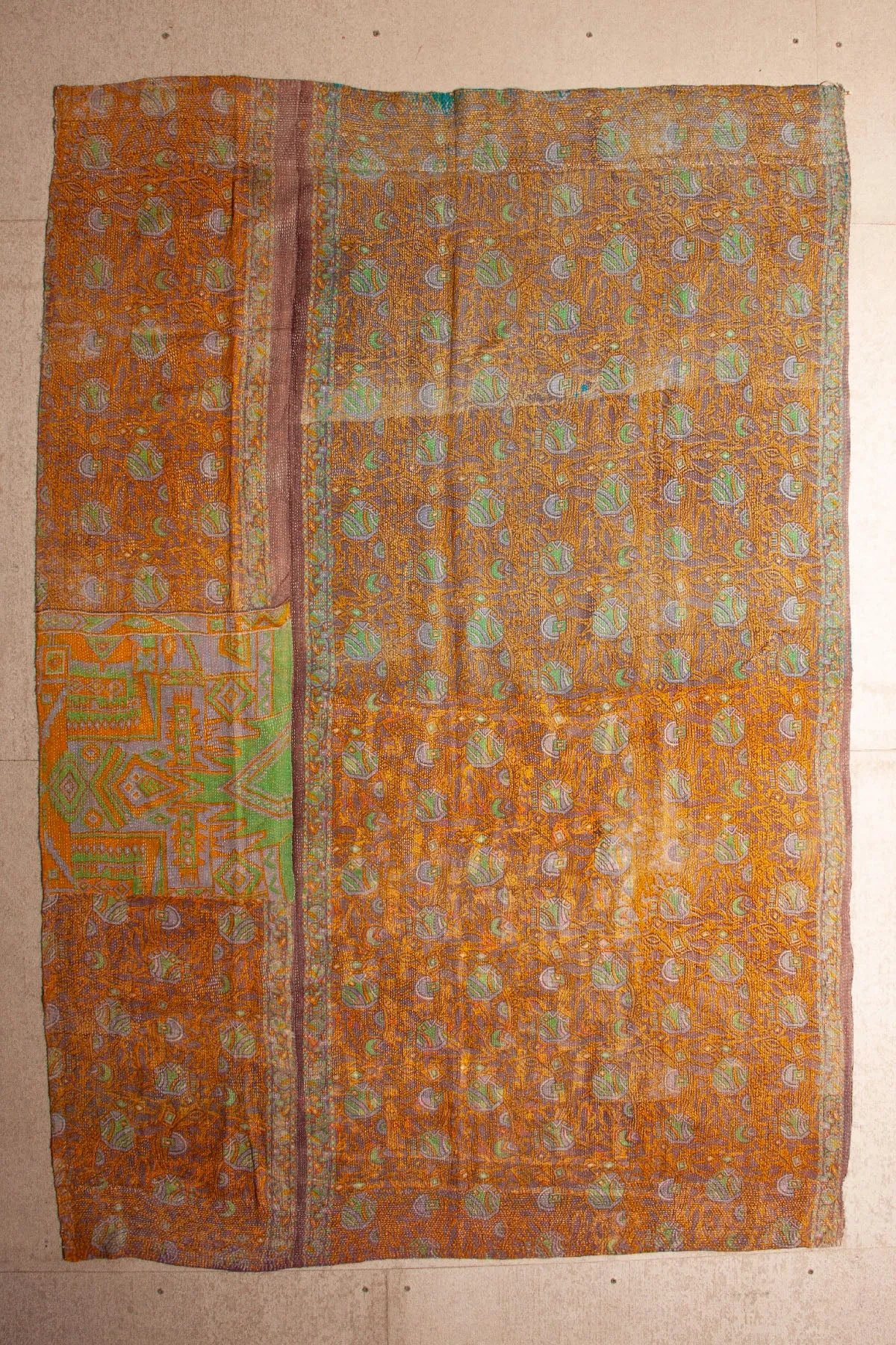 Vintage Dowry Kantha Blanket, #54 - 80"x55"