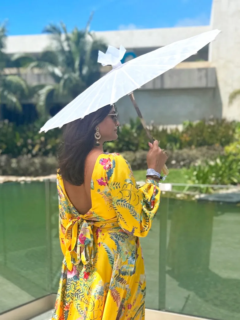 VINU Yellow Floral Lehenga Top