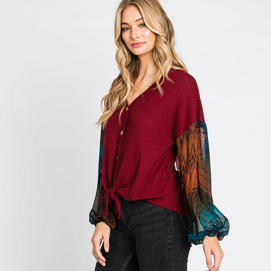 Vivid Button Down Sweater Top