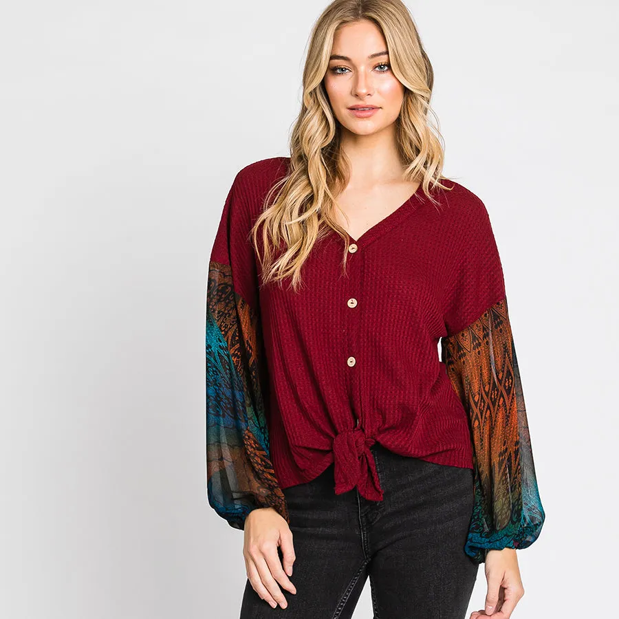 Vivid Button Down Sweater Top