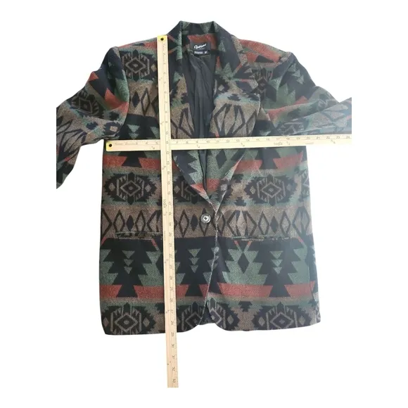 VTG Options Melrose Southwestern Aztec Geometric Patterned Blazer Jacket M