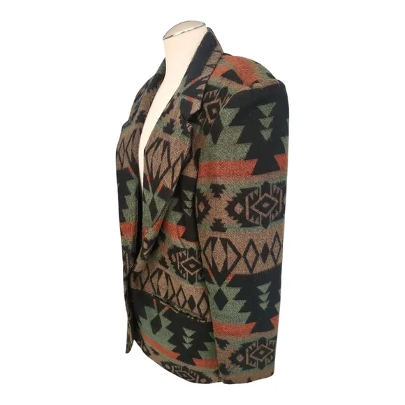 VTG Options Melrose Southwestern Aztec Geometric Patterned Blazer Jacket M