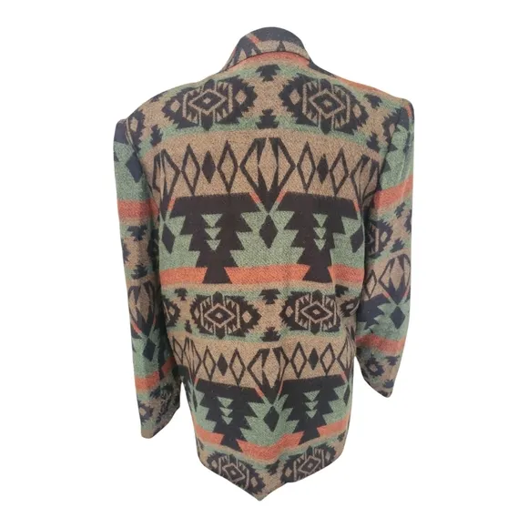 VTG Options Melrose Southwestern Aztec Geometric Patterned Blazer Jacket M