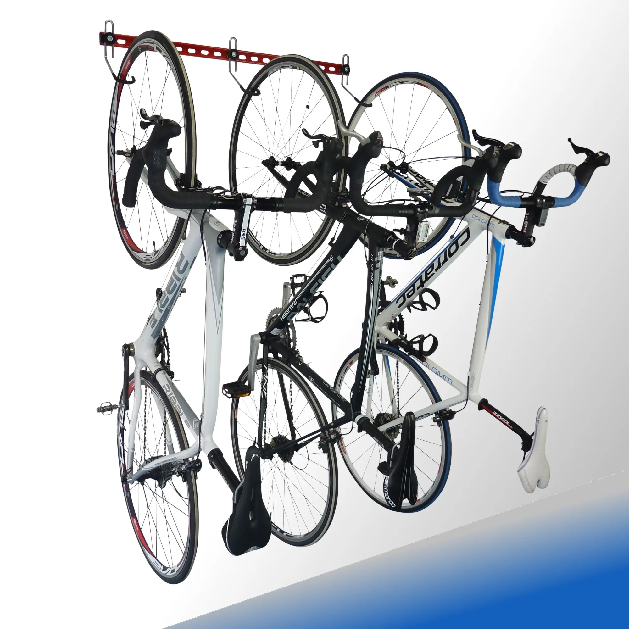 Wall mounted bike rack for 4 bikes