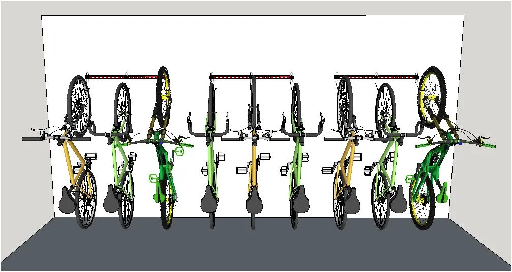 Wall mounted bike rack for 4 bikes