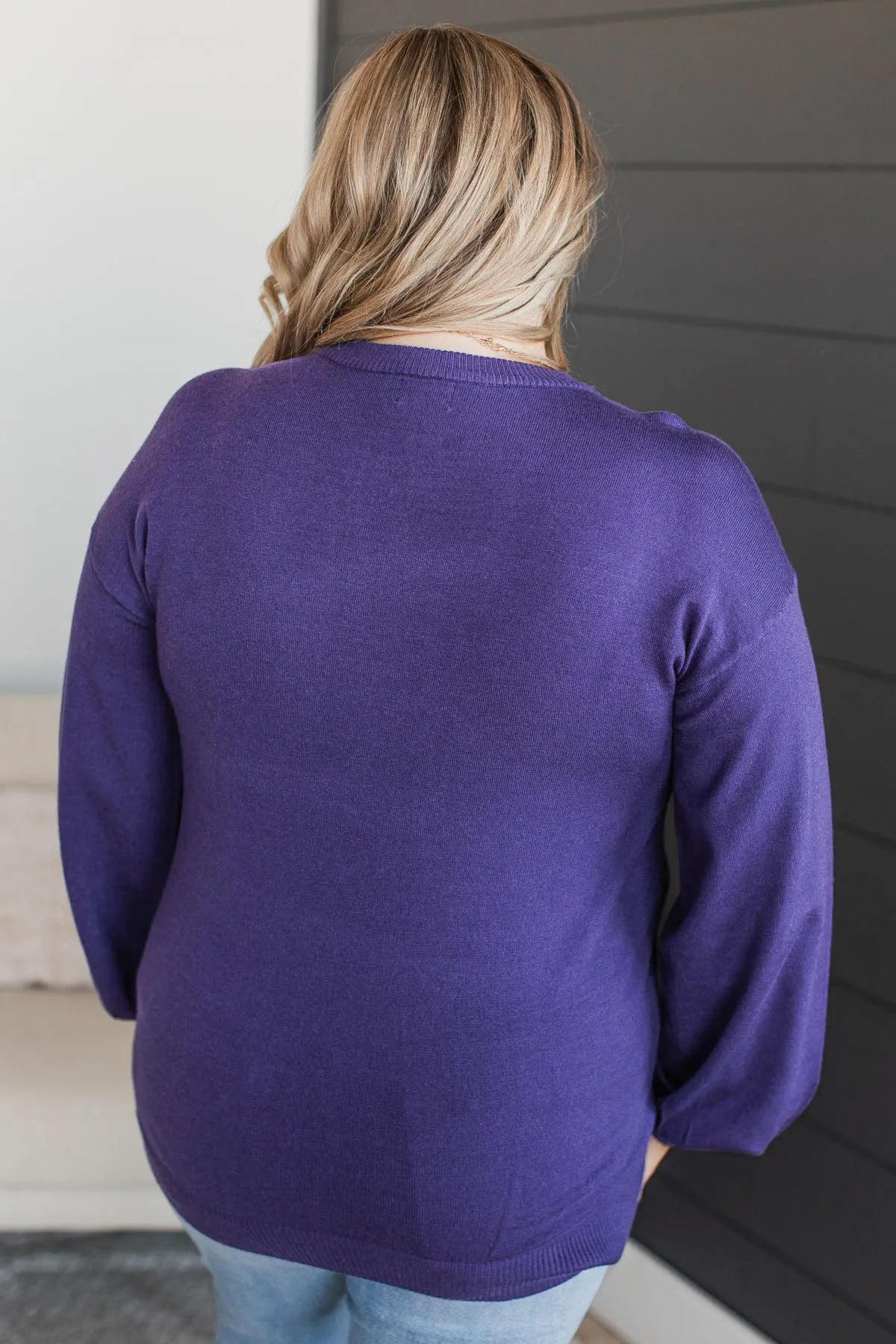 Warm Inspirations Knit Sweater- Indigo