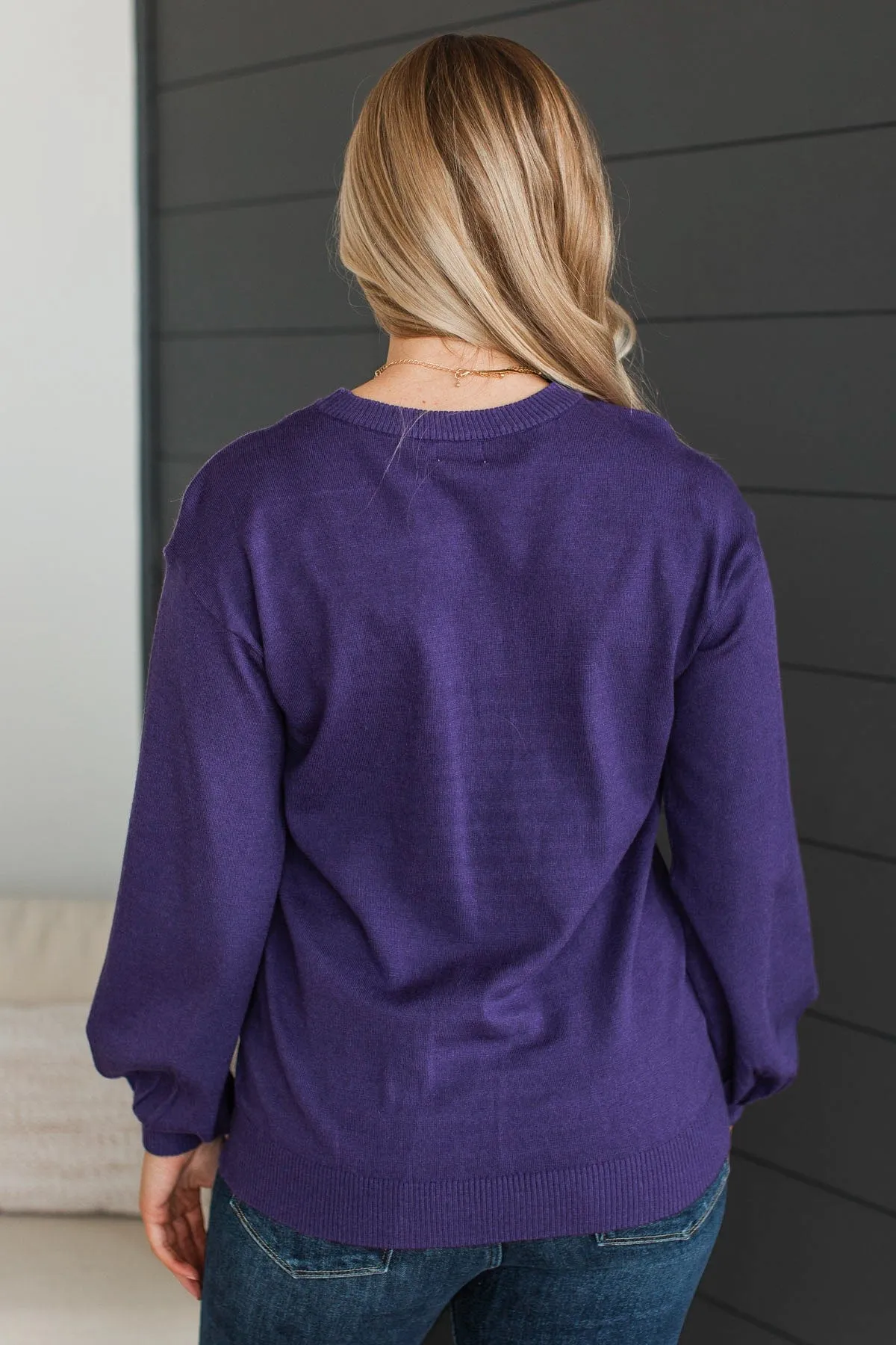 Warm Inspirations Knit Sweater- Indigo