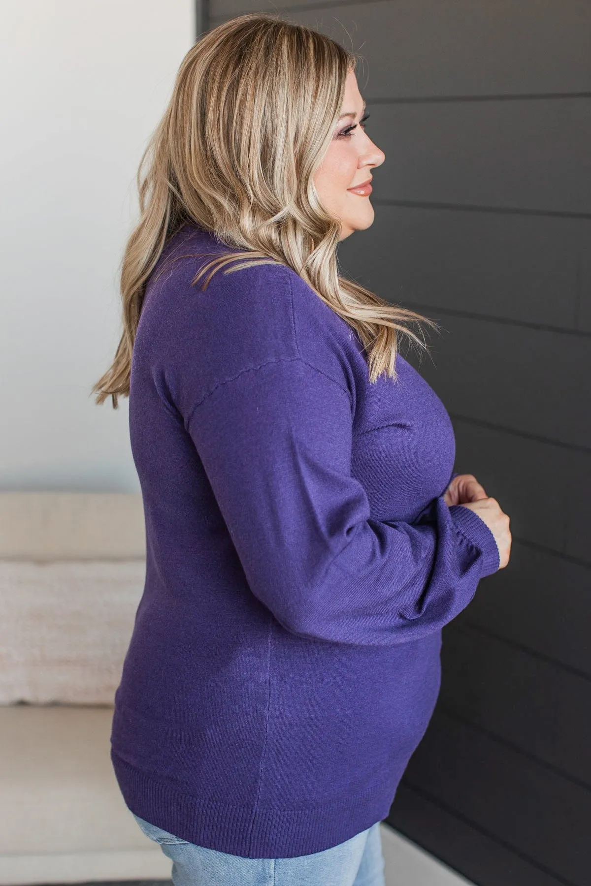 Warm Inspirations Knit Sweater- Indigo