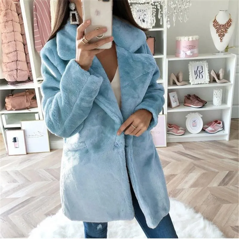 Warm Turndown Collar Solid Coats
