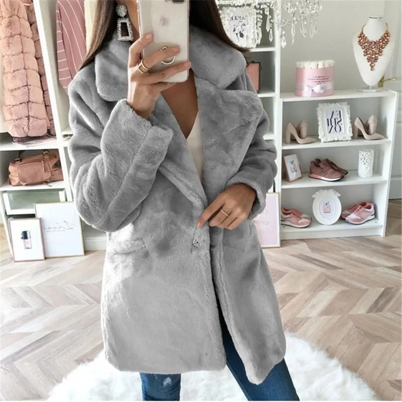 Warm Turndown Collar Solid Coats
