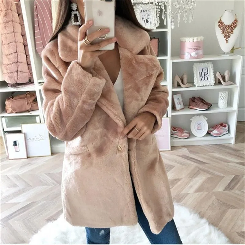 Warm Turndown Collar Solid Coats