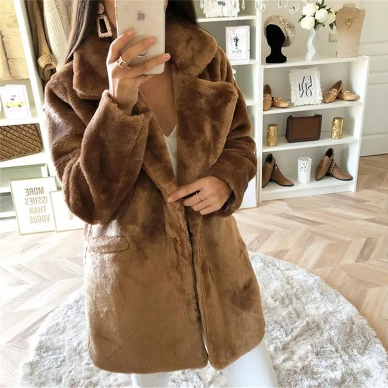 Warm Turndown Collar Solid Coats