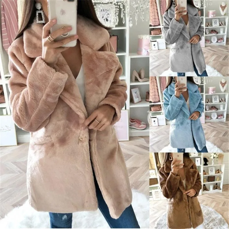Warm Turndown Collar Solid Coats