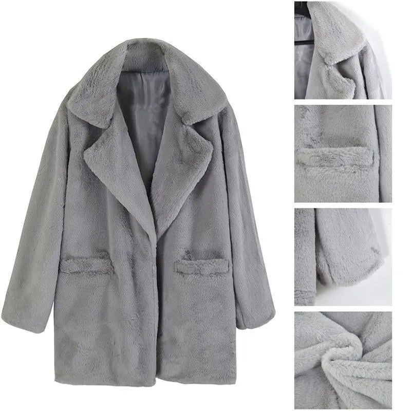 Warm Turndown Collar Solid Coats
