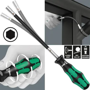 Wera Hose Clamp Screwdriver Flexible 391 for Hex Head Screws Kraftform Plus