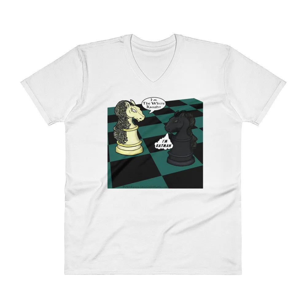 White Knight Dark Chess Match V-Neck T-Shirt