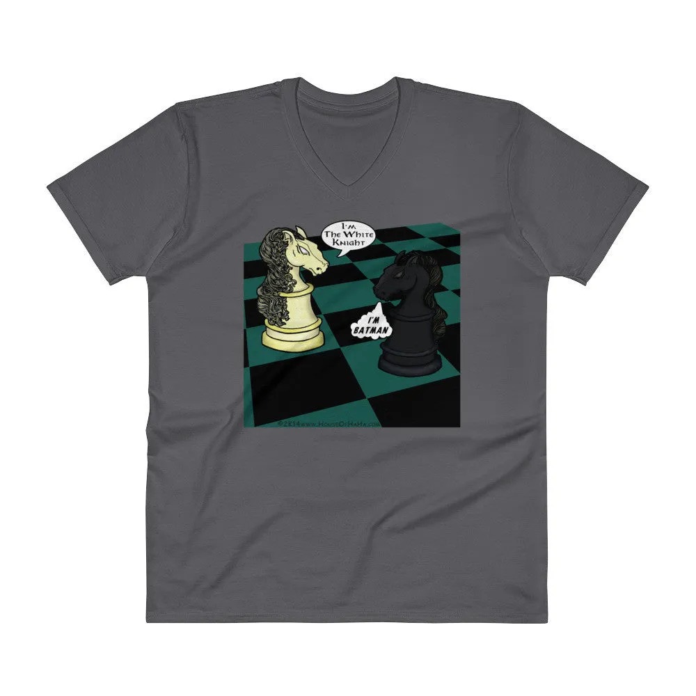 White Knight Dark Chess Match V-Neck T-Shirt
