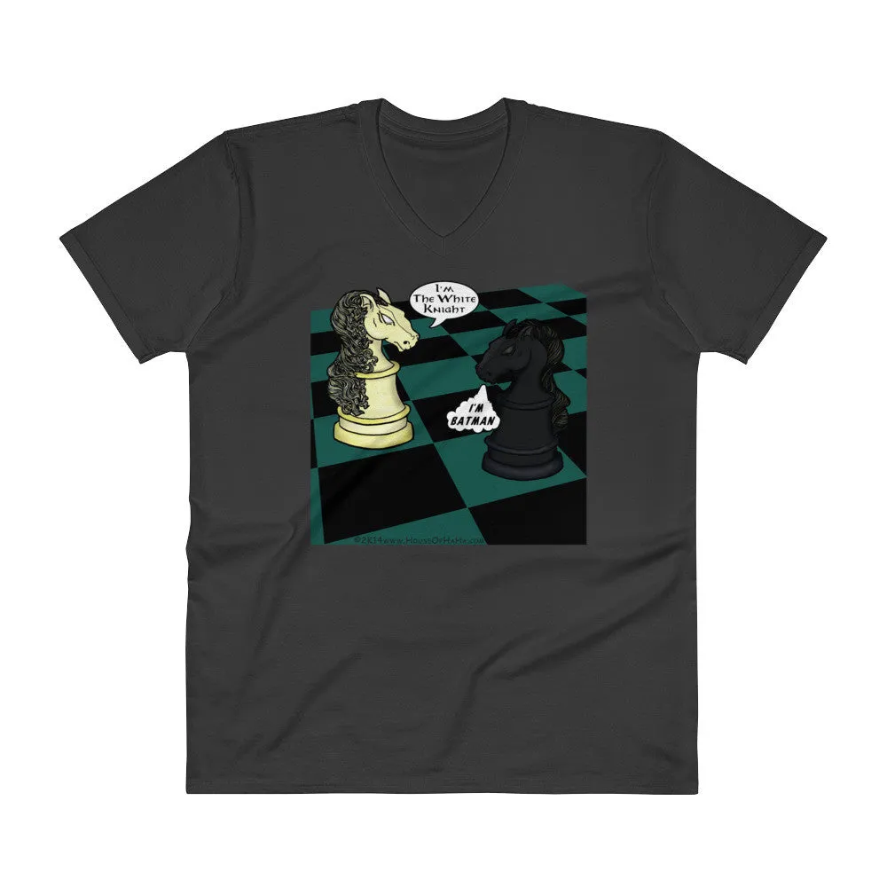 White Knight Dark Chess Match V-Neck T-Shirt