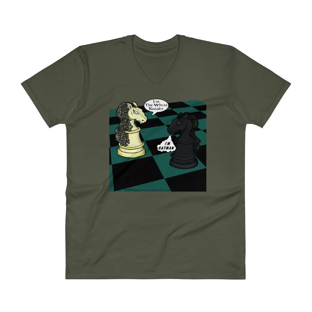 White Knight Dark Chess Match V-Neck T-Shirt