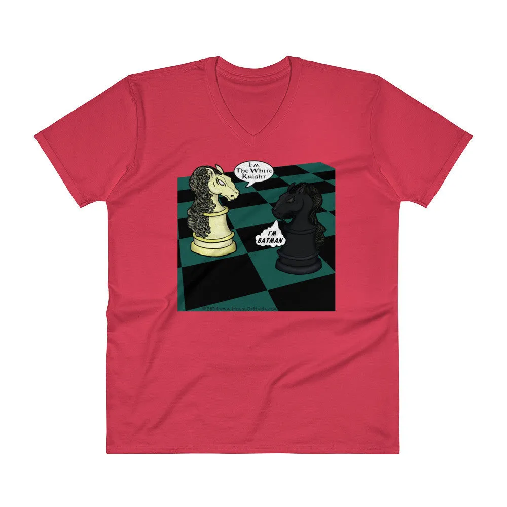 White Knight Dark Chess Match V-Neck T-Shirt