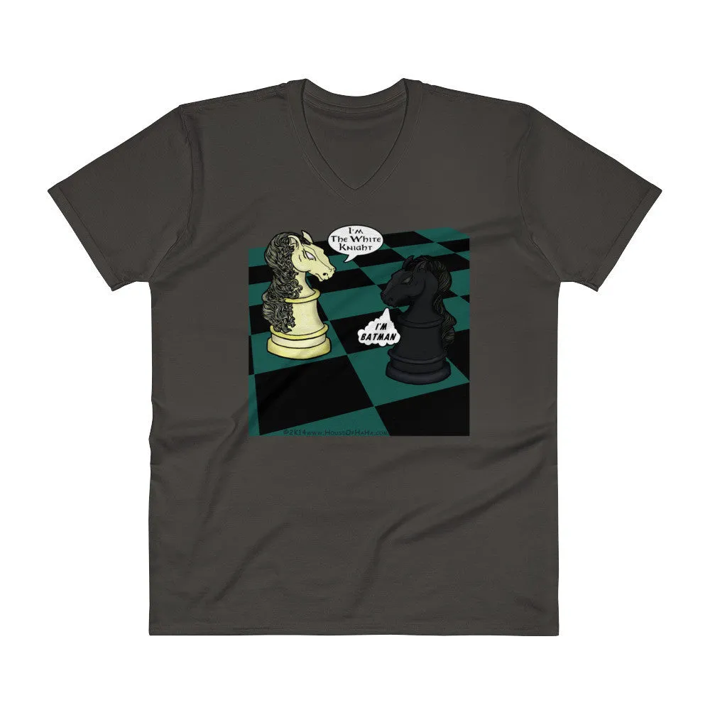 White Knight Dark Chess Match V-Neck T-Shirt