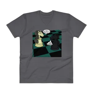White Knight Dark Chess Match V-Neck T-Shirt