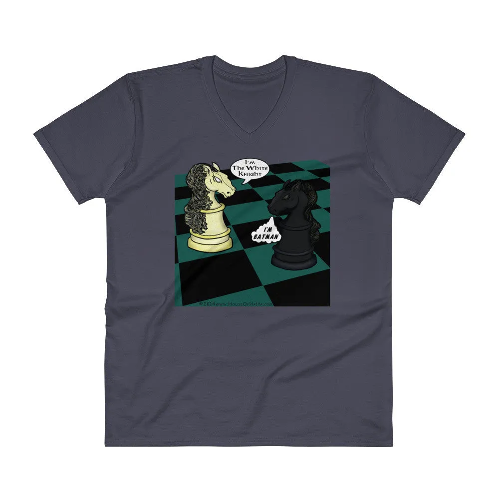 White Knight Dark Chess Match V-Neck T-Shirt