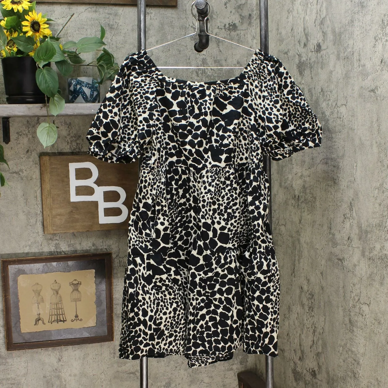 Who What Wear Women's Puff Short Sleeve Mini Babydoll Dress