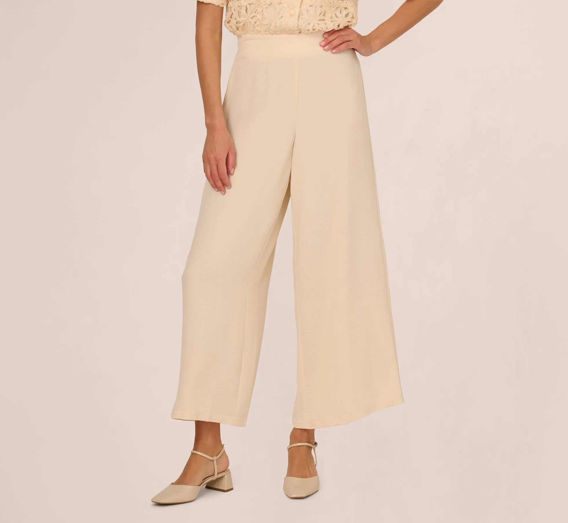 Wide Leg Pull On Airflow Pant In Cannoli Cream