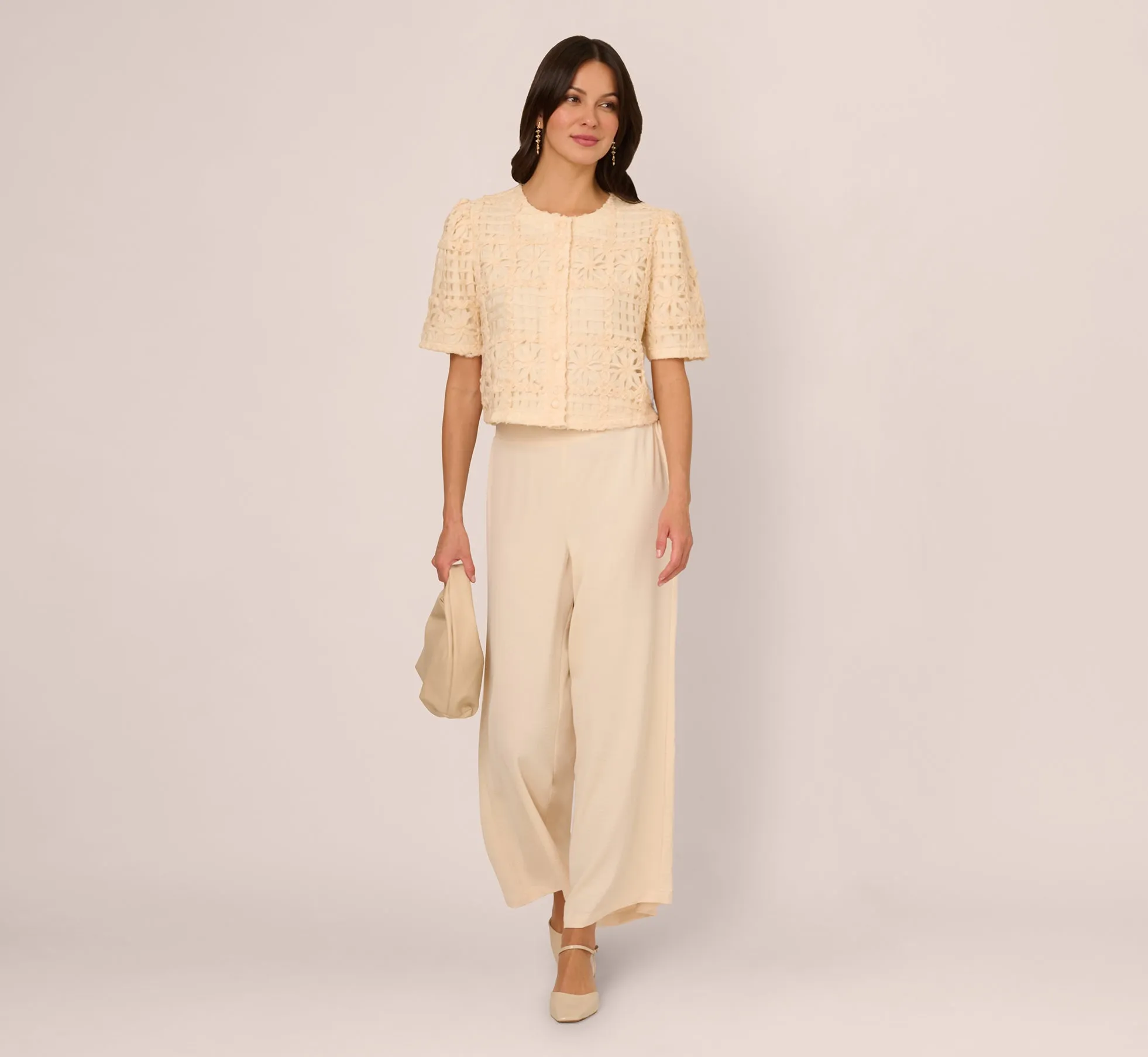 Wide Leg Pull On Airflow Pant In Cannoli Cream