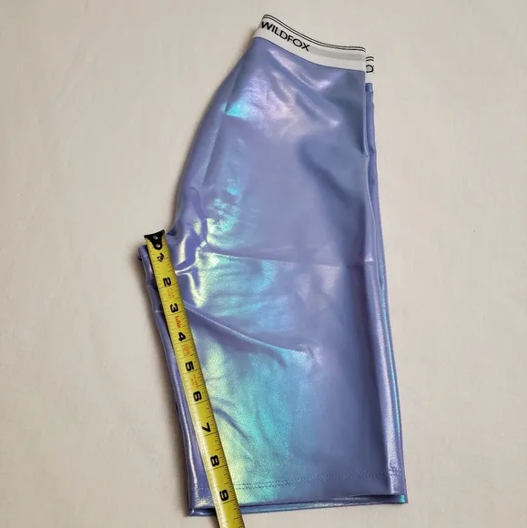 Wildfox Pale Iris Iridescent Ava High-Waisted 9&quot; Biker Short NWT Boho Chic