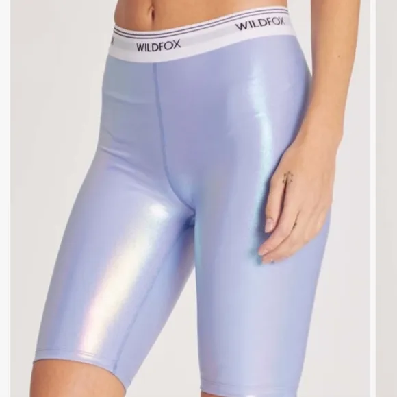 Wildfox Pale Iris Iridescent Ava High-Waisted 9&quot; Biker Short NWT Boho Chic