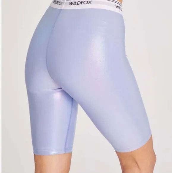Wildfox Pale Iris Iridescent Ava High-Waisted 9&quot; Biker Short NWT Boho Chic