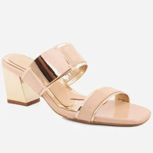 WOMEN "KEY" BLOCK HEEL STYLISH SLIPON SANDALS