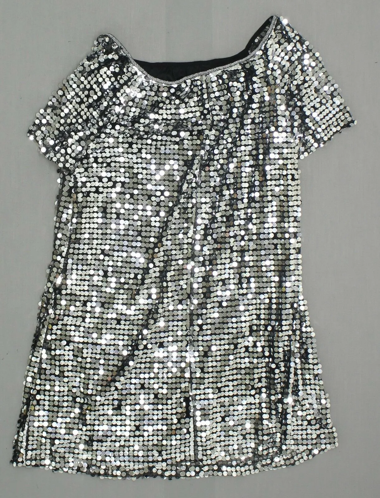 Xhilaration Women's Short Sleeve Off The Shoulder Sequin Dress Silver