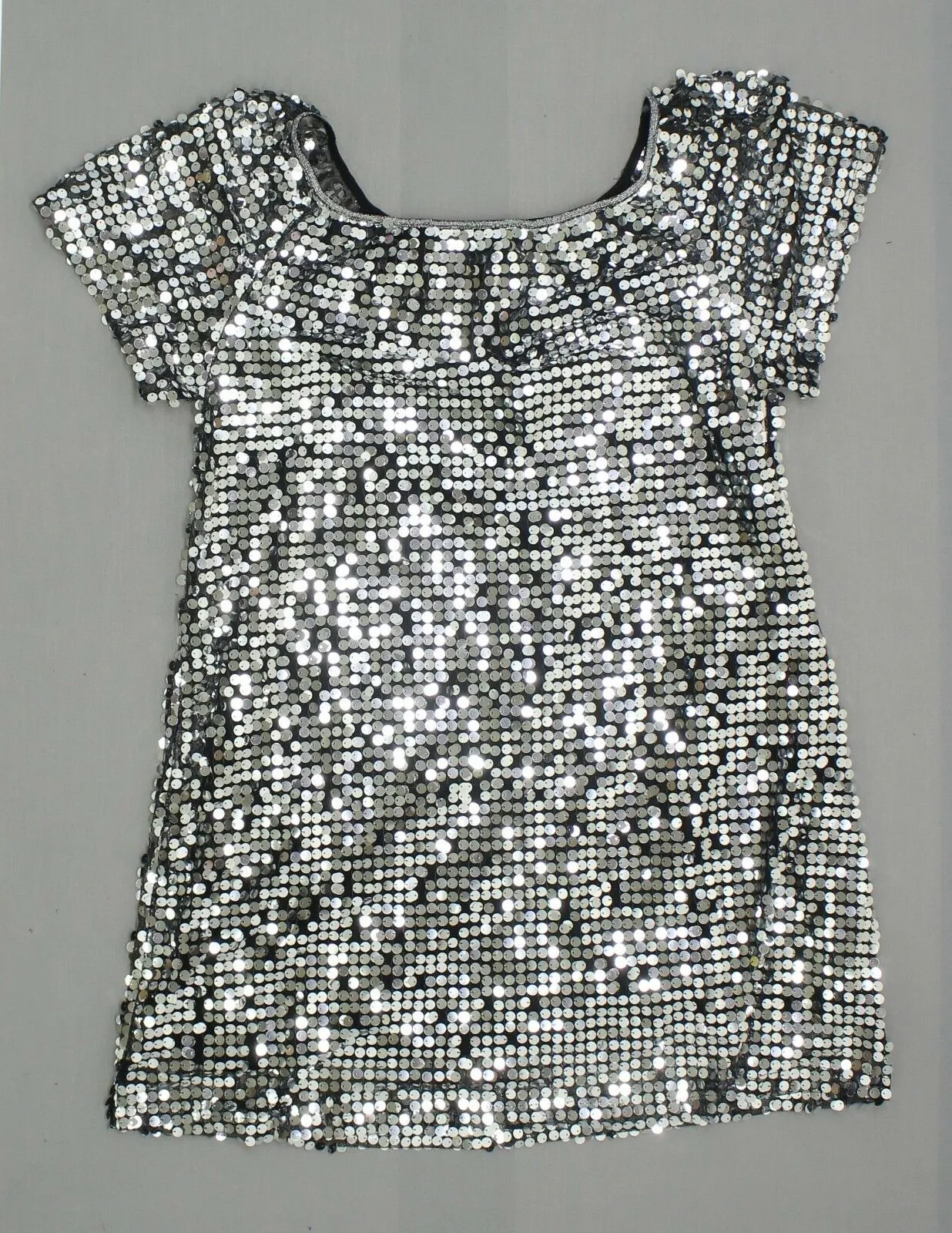 Xhilaration Women's Short Sleeve Off The Shoulder Sequin Dress Silver